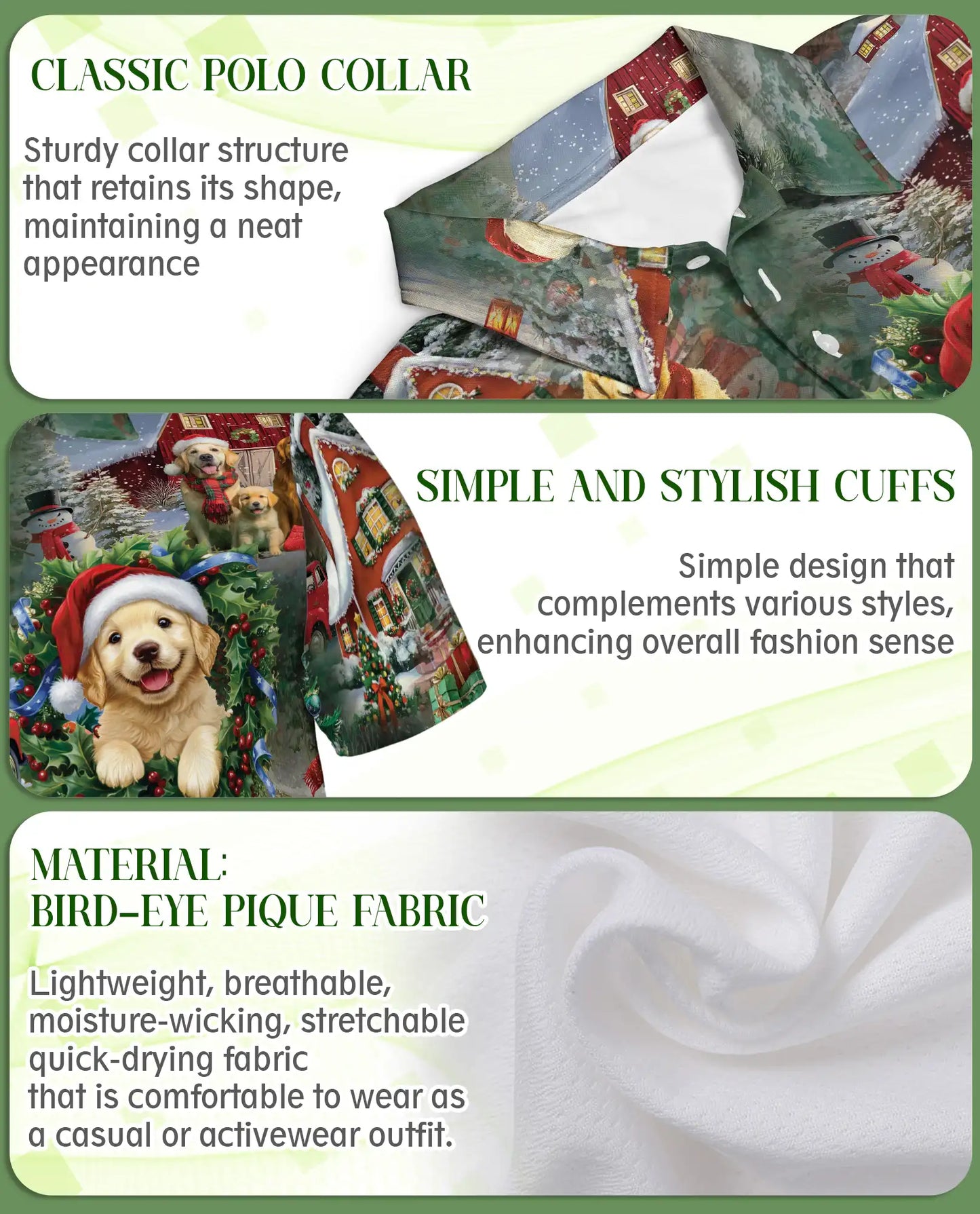 Festive Christmas Dogs Polo Shirt for Men – Holiday Graphic Tee | Netecom