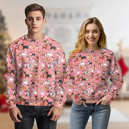 Floral Chihuahua Sweatshirt, 3D All Over Print Flowers Dog Crewneck Pullover for Men Women, Chihuahua Lover Gift - Netecom