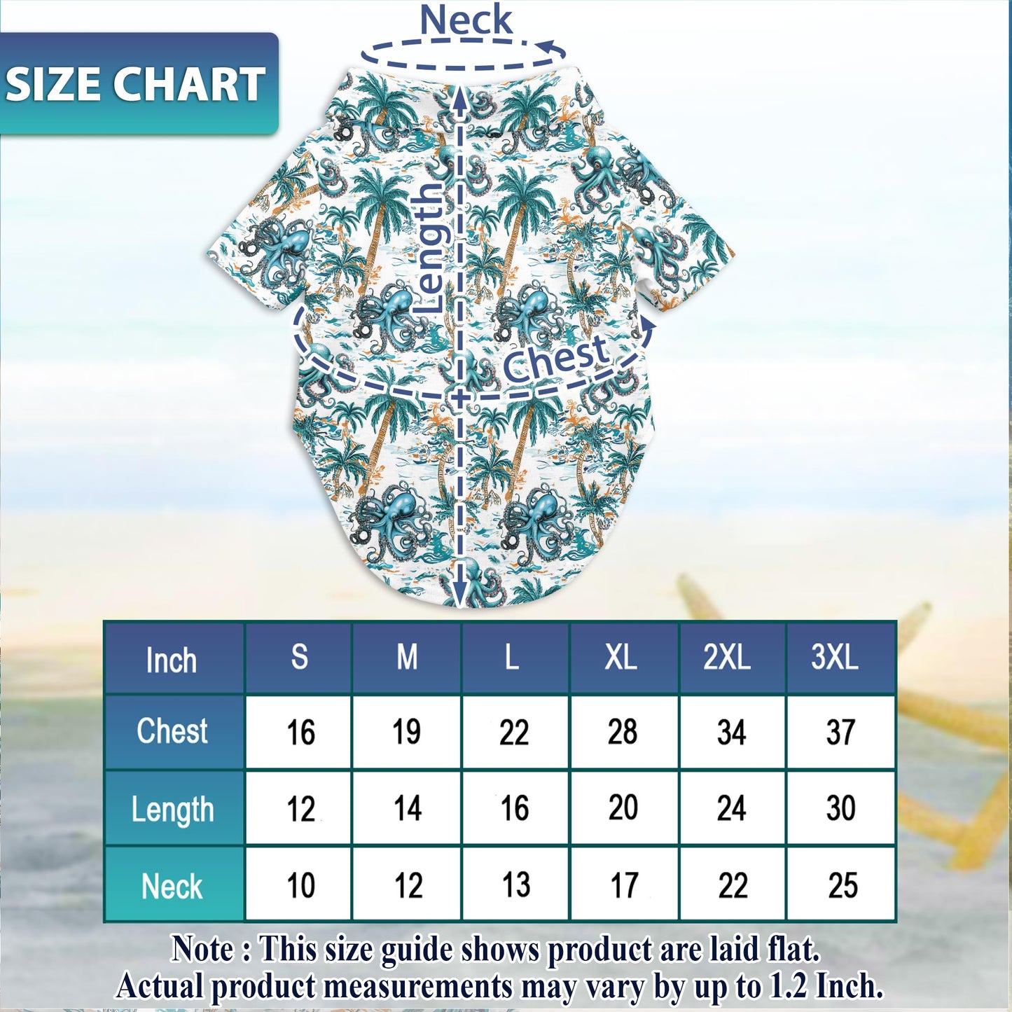 Netecom Octopus Hawaiian Shirt for Pet and Owner, Coordinated Aloha Summer Style for Dog and Human, Relaxed Beach Vacation Wear