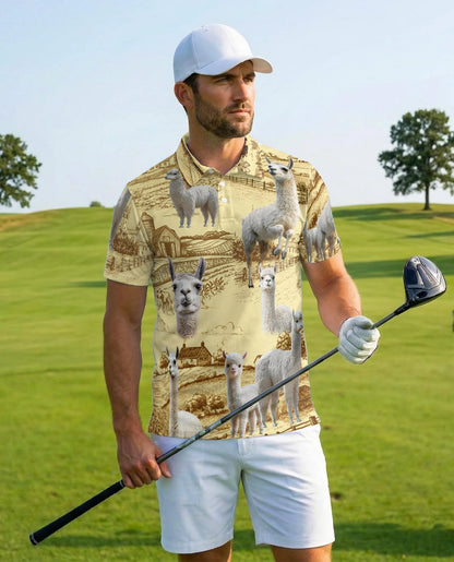 Llama Lovers Farm Polo Shirt for Men – Cute Alpaca Animal Style | Netecom