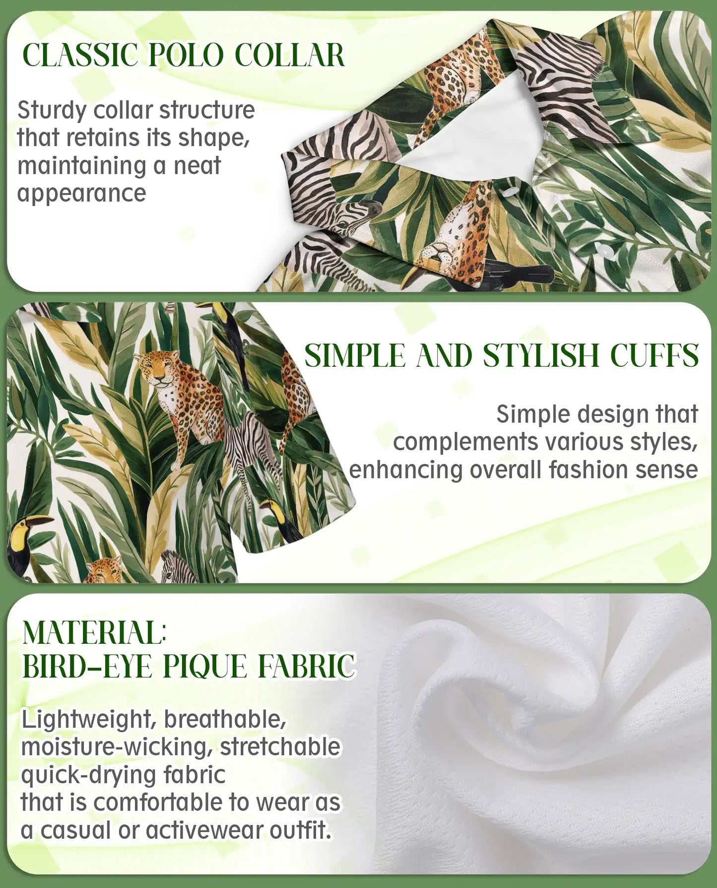 Safari Animal Tropical Hawaiian Polo Shirt | Netecom