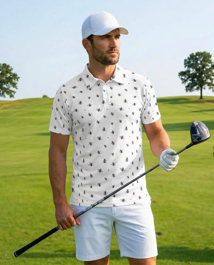 Bee Polo Shirt - Minimalist Honey Bee Pattern Nature Style | Netecom
