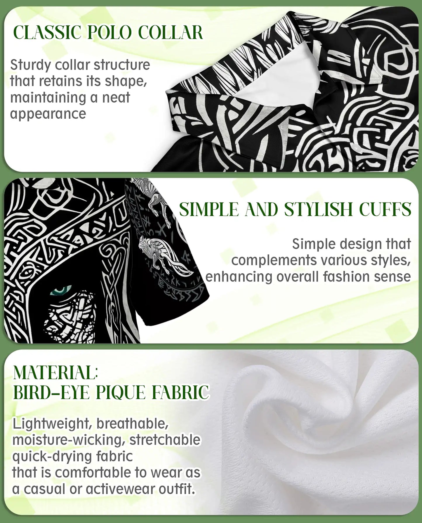 Nordic Viking Warrior 3D Polo Shirt for Men – Celtic Norse Mythology Style | Netecom