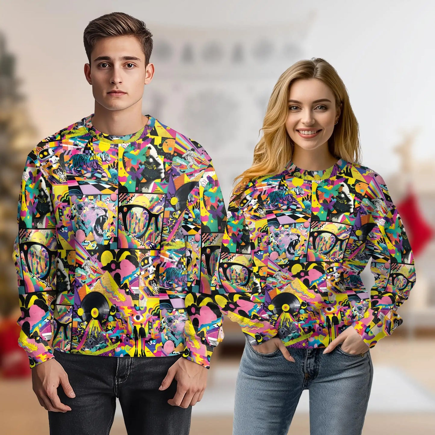 Graffiti Pop Art Sweatshirt, 3D All Over Print Street Art Abstract Crewneck Pullover for Men Women, Art Lover Gift - Netecom