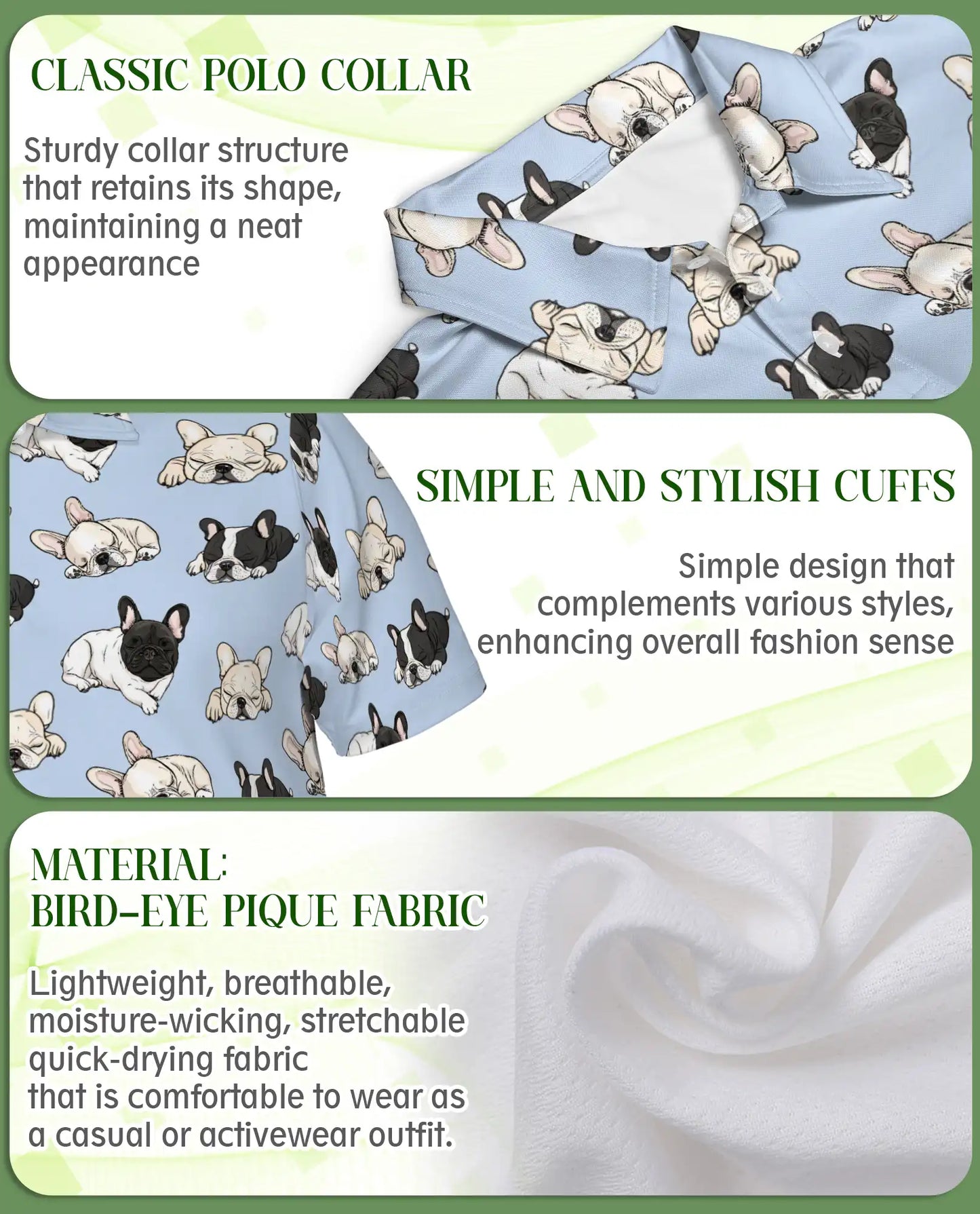 French Bulldog Pattern Polo Shirt | Netecom