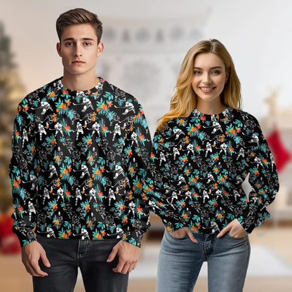 Hockey Player Sweatshirt, 3D All Over Print Black Tropical Hockey Crewneck Pullover for Men Women, Hockey Lover Gift - Netecom
