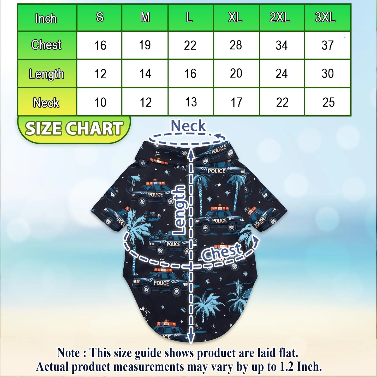 Police Cars Seamless Pattern Hawaii Dog and Owner Matching Button Shirts