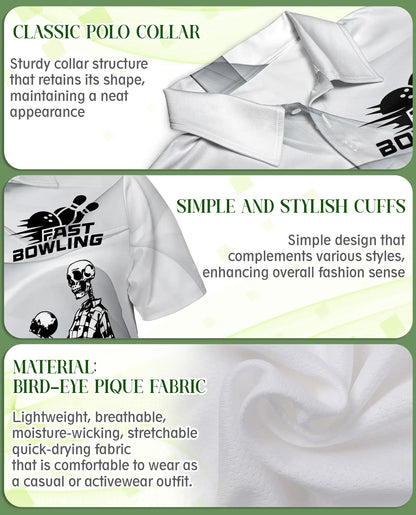 Bowling Polo Shirt – Skeleton Fast Bowling Print | Netecom