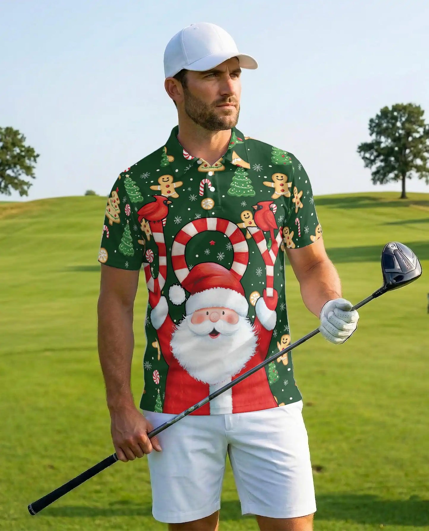 Joyful Christmas Polo Shirt for Men – Santa Holiday Design | Netecom