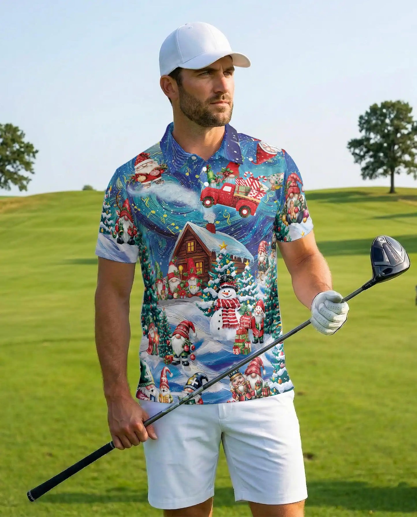 Christmas Gnome Polo Shirt – Winter Holiday Print | Netecom