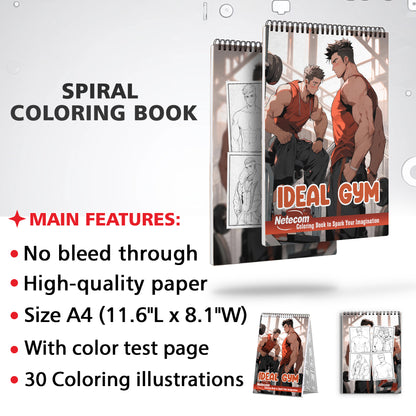 Ideal Gym Spiral Bound Coloring Book, Embrace the Journey to Self-Confidence with 30 Inspiring Pages, Where Love and Fitness Flourish.