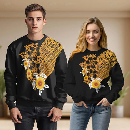 Polynesian Sea Turtle Sweatshirt, 3D All Over Print Tribal Turtle Crewneck Pullover for Men Women, Polynesian Ocean Lover Gift - Netecom