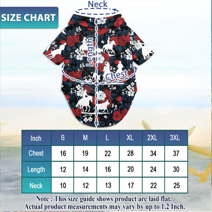 Netecom Matching Flower Horse Roping Aloha Hawaiian Shirt for Dog and Owner, Aloha Summer Shirt, Western Floral Horse Print Outfit for Pet and Human, Beach Vacation Casual Wear