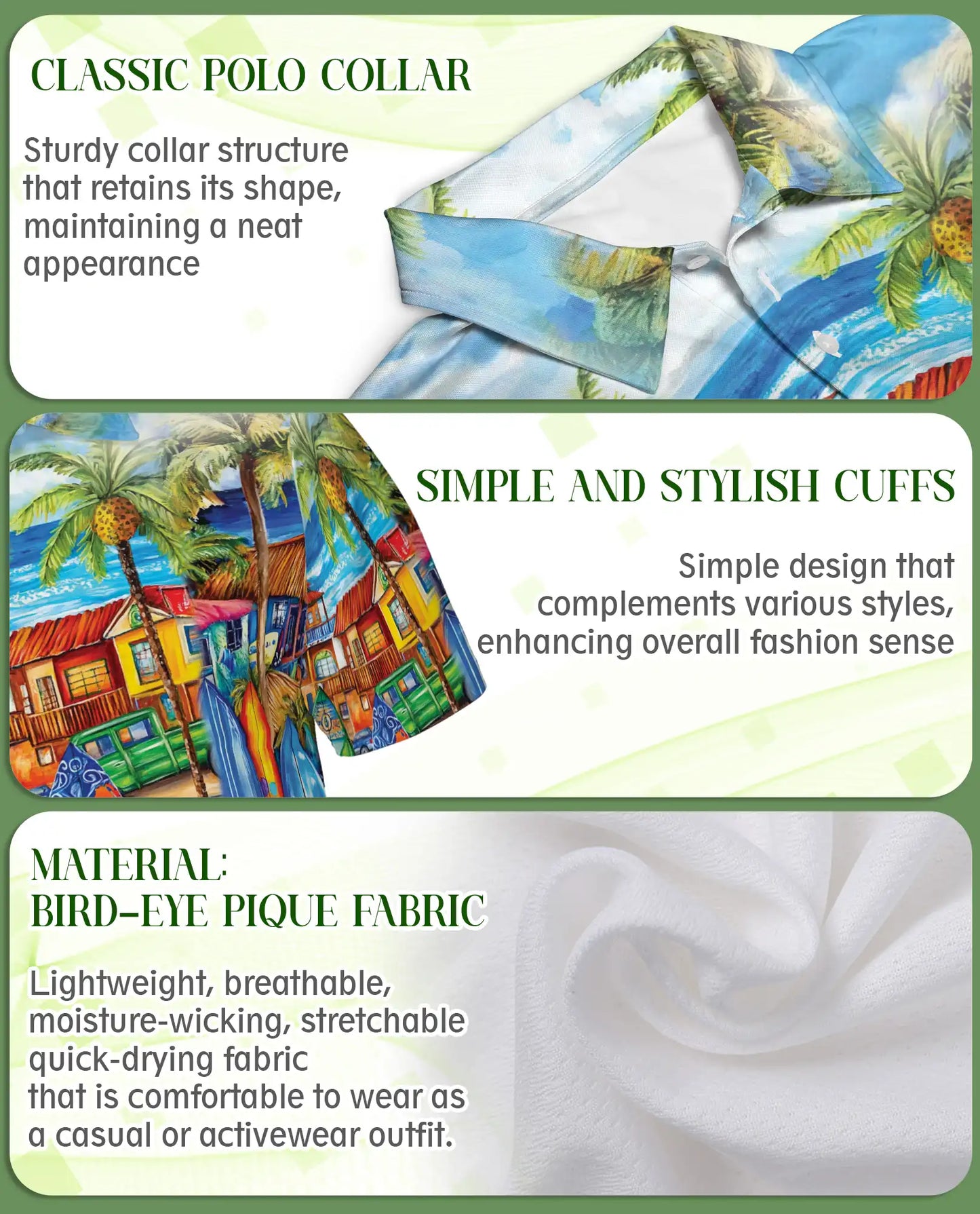 Tropical Surf Town 3D Polo Shirt for Men – Colorful Beach Vacation Style | Netecom