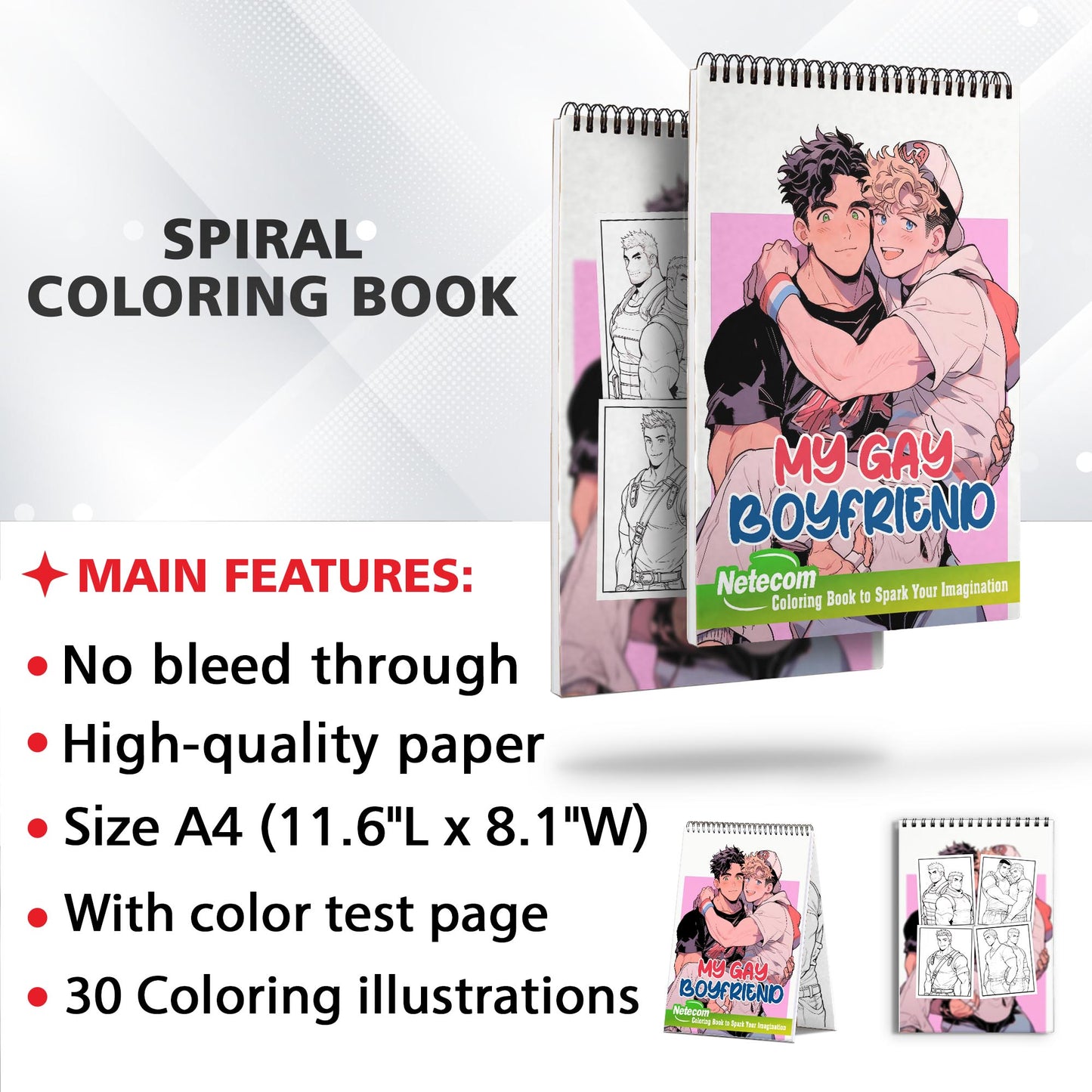 My Gay Boyfriend Spiral Bound Coloring Book: Unleash Your Creativity in a World of Affection with 30 Empowering Pages Depicting LGBTQ+ Couples.