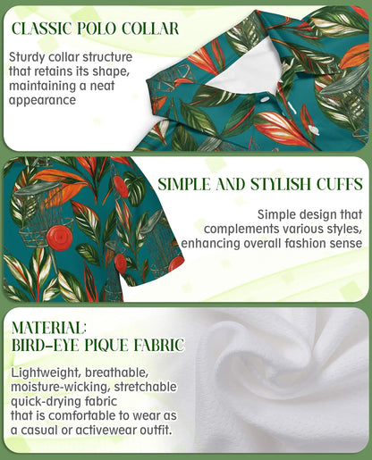Tropical Disc Golf Polo Shirt – Island Basket & Botanical Print | Netecom