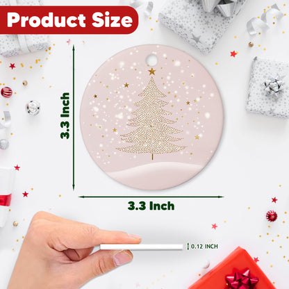 Netecom Elegant Pink Ornaments, Ceramic Gold Glitter Christmas Tree Ornament, Gifts for Holiday, Party, Home Decor