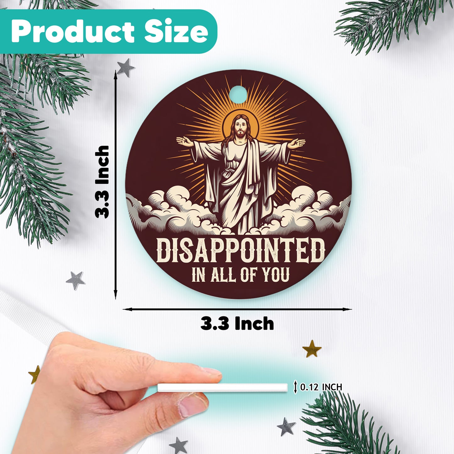 Netecom Disappointed In All Of You Christmas Ornament, Funny Christmas Gag Gift Adults Ceramic Ornament for Xmas Tree Hanging Decorations Gift, Holiday Party Present
