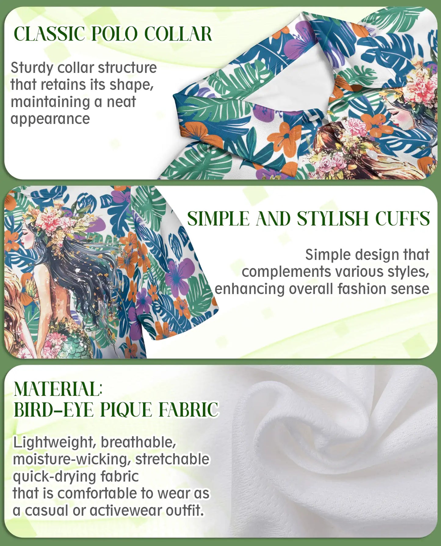 Mermaid Floral Hawaiian Polo Shirt – Tropical Style | Netecom