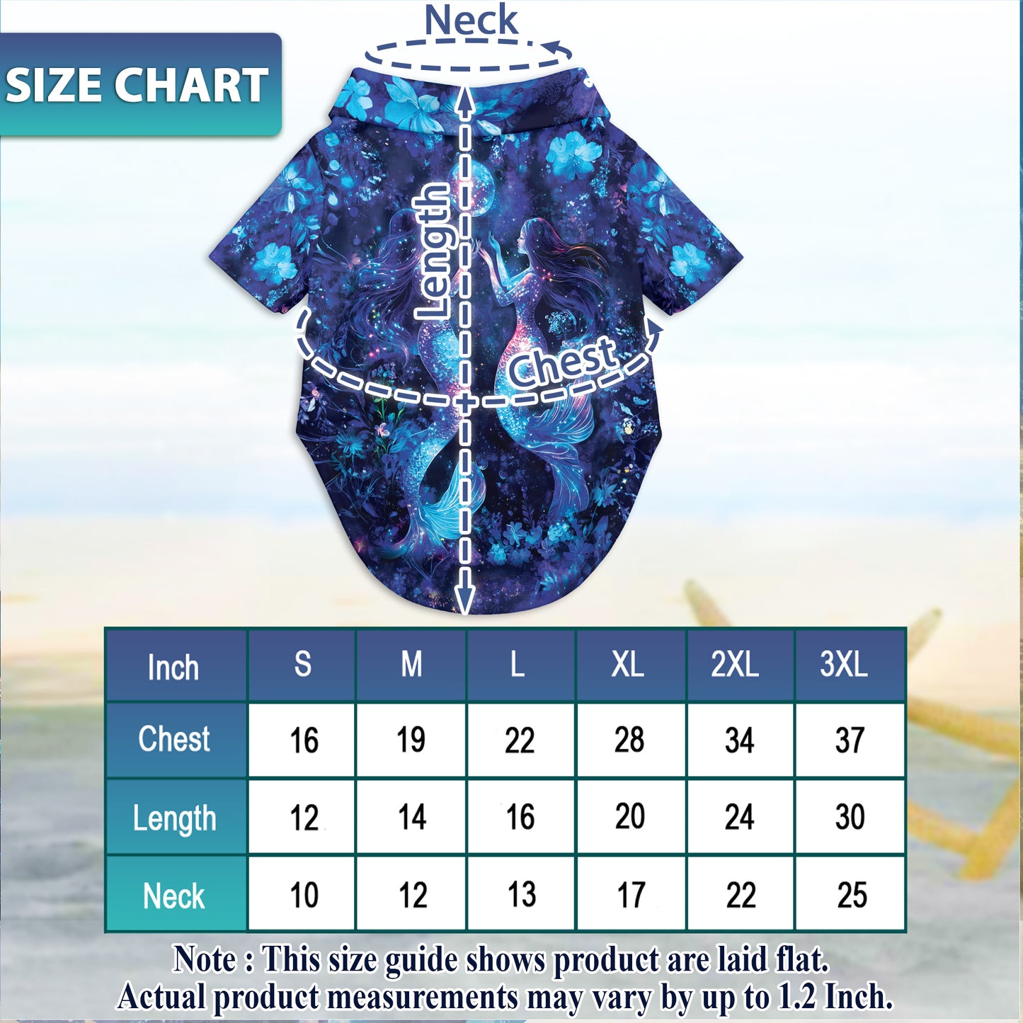 Netecom Matching Floral Mermaid Aloha Hawaiian Shirt for Dog and Owner, Black Ocean Inspired Summer Shirt, Relaxed Casual Outfit for Pet and Human
