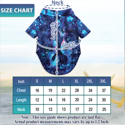 Netecom Matching Floral Mermaid Aloha Hawaiian Shirt for Dog and Owner, Black Ocean Inspired Summer Shirt, Relaxed Casual Outfit for Pet and Human