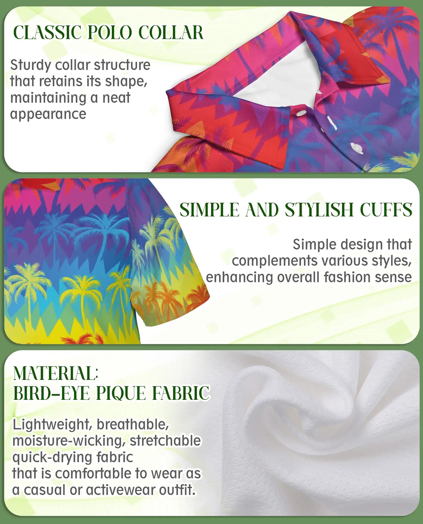 Rainbow Palm Tree Polo Shirt – Tropical Sunset Paradise Print | Netecom