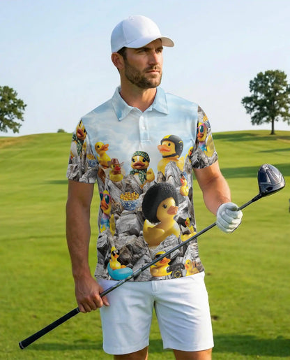 Funny Rubber Duck Polo Shirt - Quirky Duck Adventure Novelty Design | Netecom