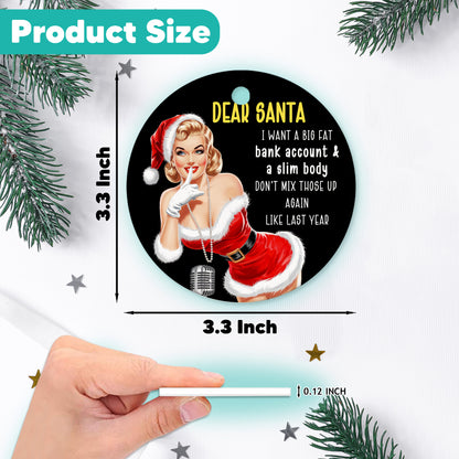 Netecom Funny Christmas Ornament, Big Fat Bank Account & A Slim Body Ceramic Ornament for Xmas Tree Hanging Decorations Gift, Home Decor, Holiday Party Present