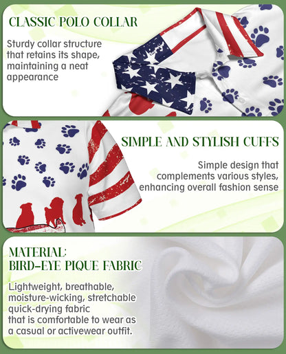 American Flag Pug Dog Polo Shirt | Netecom