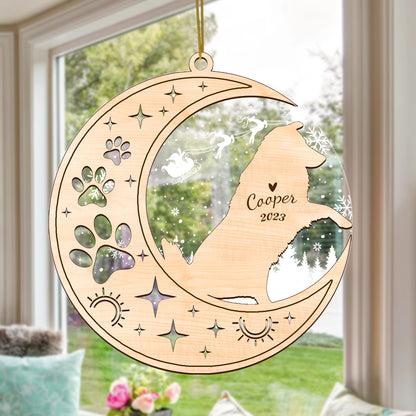 Netecom Australian Shepherd Dog Memorial Suncatcher, Personalized Dog Christmas Ornament with Date Name, Bereavement Gifts for Loss of Pet, Dog Death Sympathy Gifts Pet Loss Sun Catchers, Dog Grief Gift