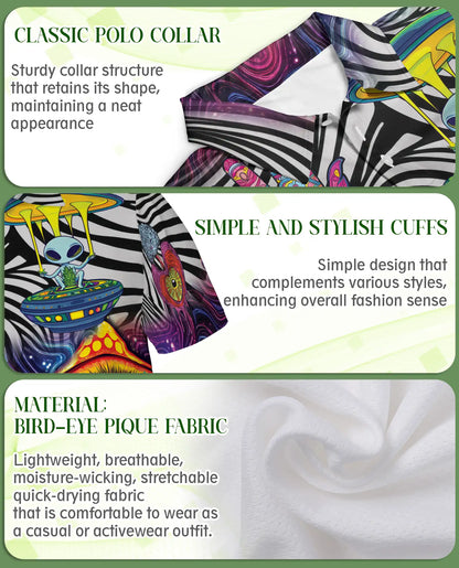 Psychedelic Alien Polo Shirt – Trippy Hippie Print | Netecom