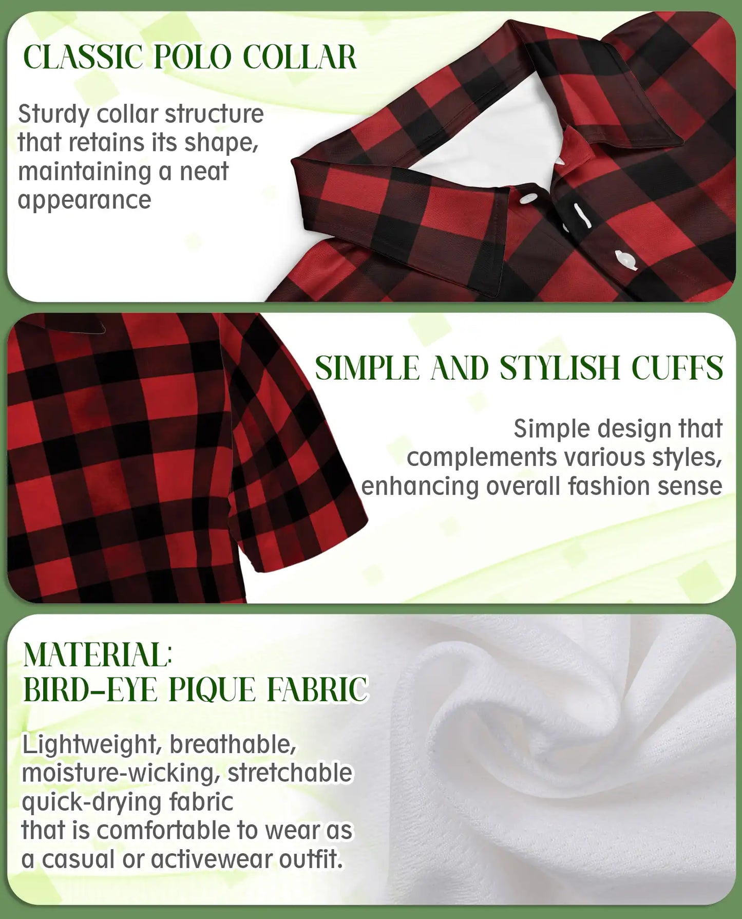 Classic Red Buffalo Plaid 3D Polo Shirt for Men – Rustic Lumberjack Style | Netecom