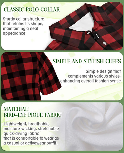 Classic Red Buffalo Plaid 3D Polo Shirt for Men – Rustic Lumberjack Style | Netecom