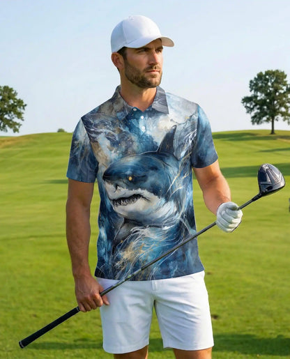 Shark Ocean Adventure Polo Shirt for Men – Dynamic Marine Design | Netecom