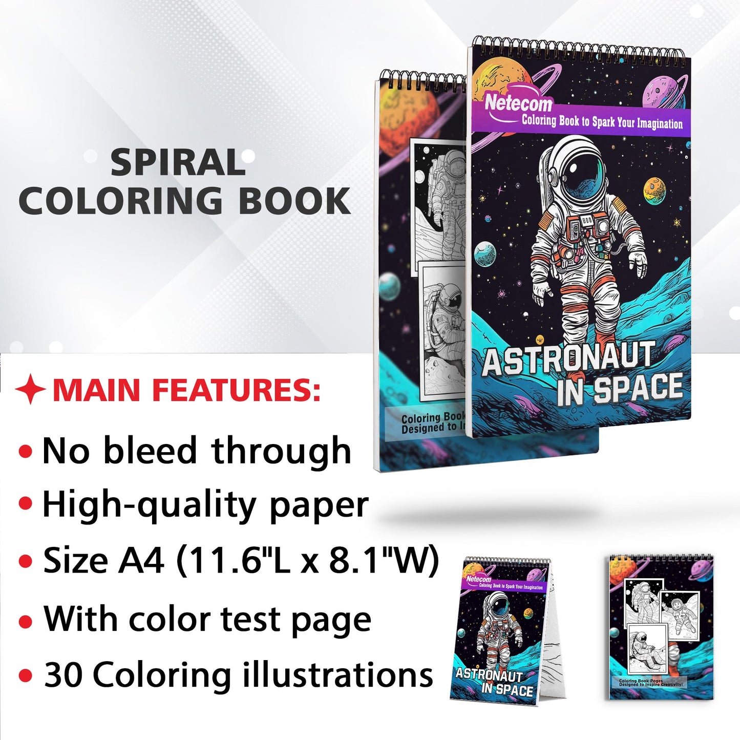 Astronaut In Space Spiral Bound Coloring Book, Experience the Joy of Coloring the Astronauts in Space with 30 Alluring Pages for Space and Art Fans to Color and Celebrate the Wonders and Mysteries of Outer Space