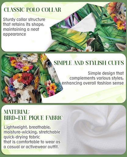 Alpaca Tropical Polo Shirt – Floral Jungle Print | Netecom