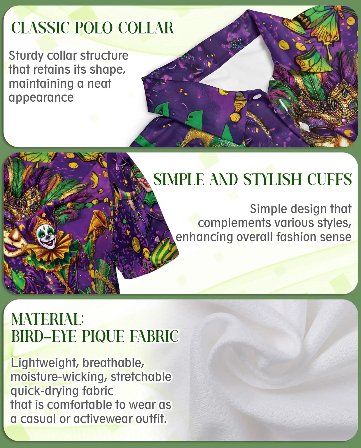 Mardi Gras Jester Hawaiian Polo Shirt | Netecom