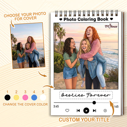 Custom Photo Coloring Book for Besties, Personalized Best Friend Memory Gift