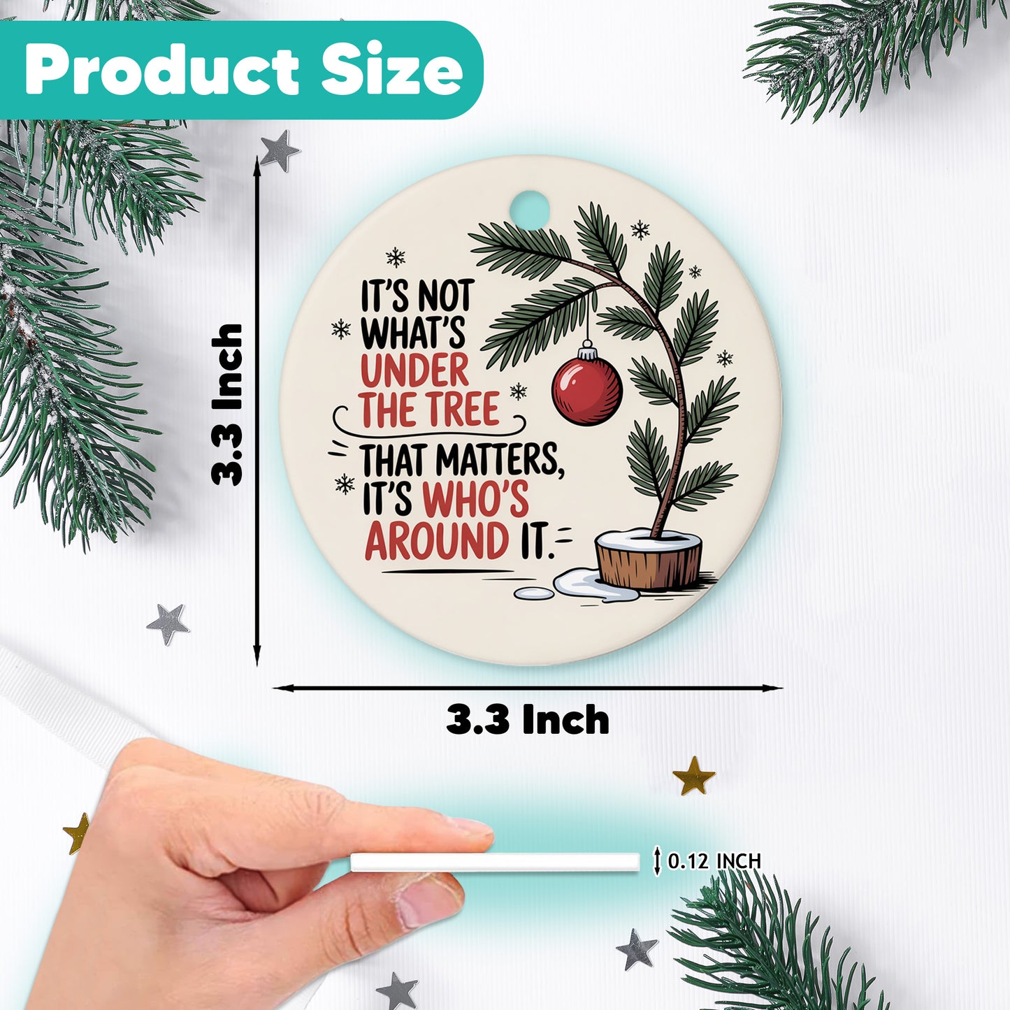 Netecom Elegant Pink Ornament, Cernamic It's Not What's Under The Tree That Matters Keepsake Ornament for Xmas Tree Decorations, Gifts for Friend or Family Member