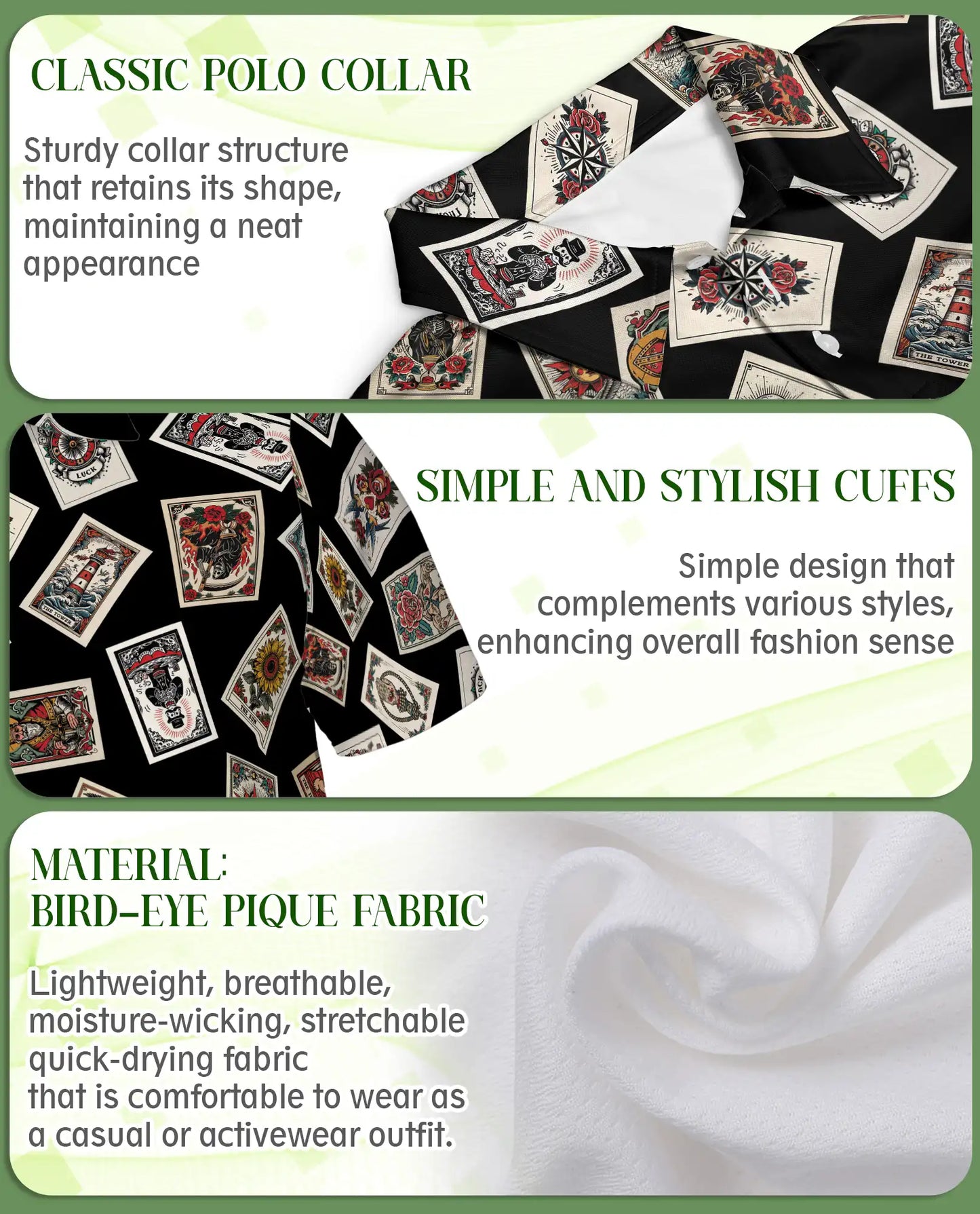 Tarot Card Polo Shirt for Men – Mystical Fortune Design | Netecom