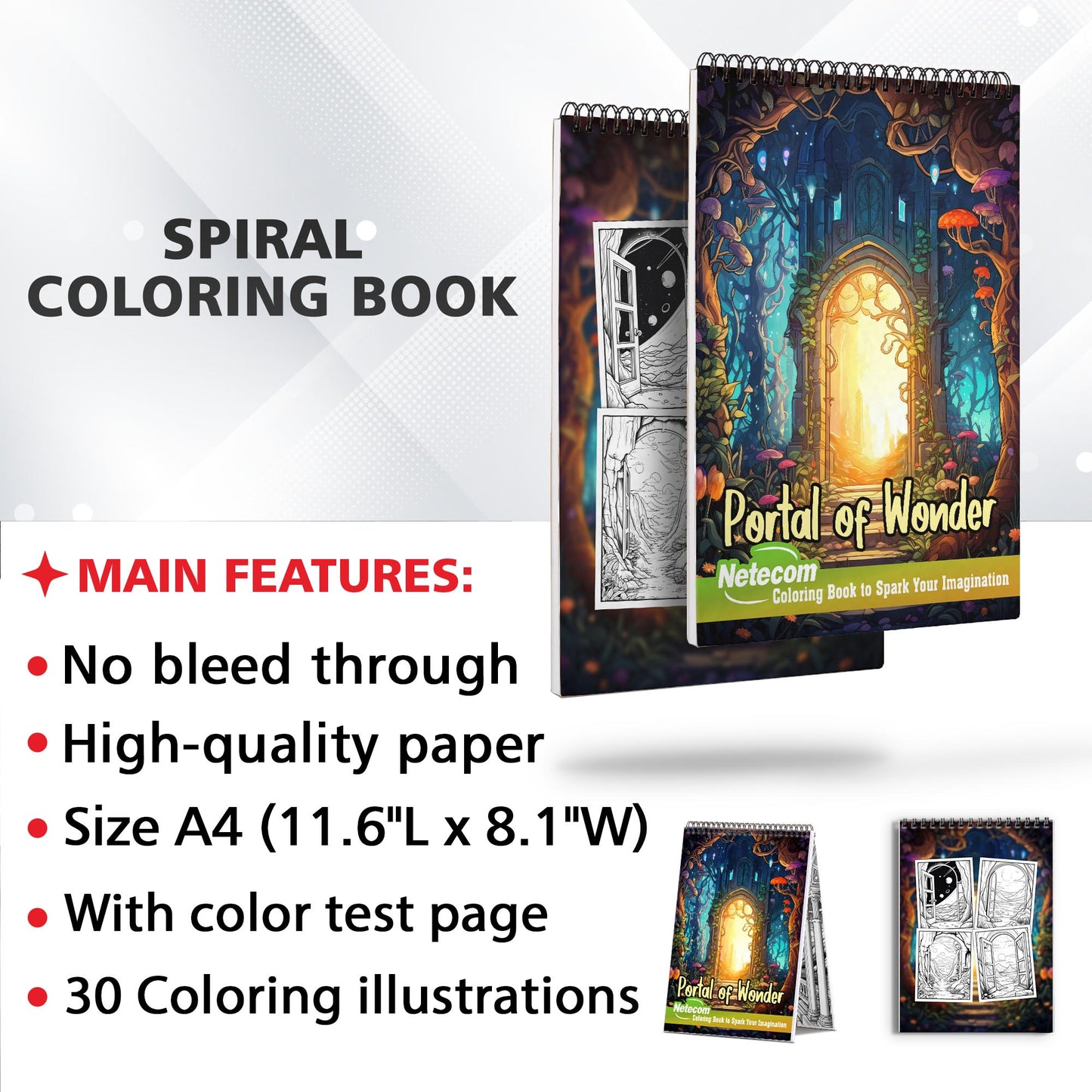 Portal of Wonder Spiral Bound Coloring Book, Embark on a Journey with 30 Captivating Coloring Pages of the Portal of Wonder, Where Magic Comes Alive.