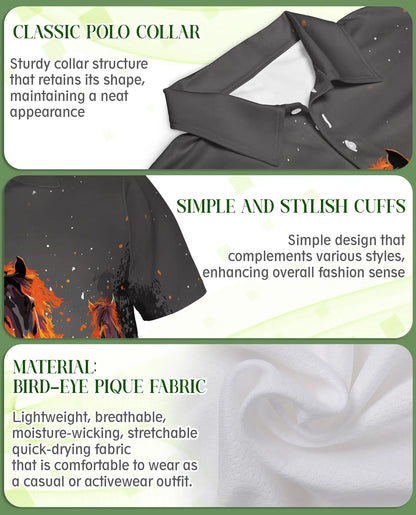 Running Horses Polo Shirt - Wild Stallion Western Style | Netecom