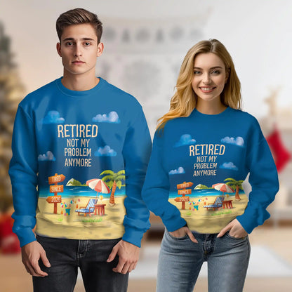 Beach Retirement Sweatshirt, 3D All Over Print Tropical Vacation Crewneck Pullover for Men Women, Retirement Gift - Netecom