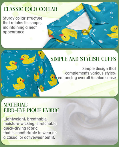Cute Yellow Duck 3D Polo Shirt for Men – Funny Bath Duck Ocean Style | Netecom