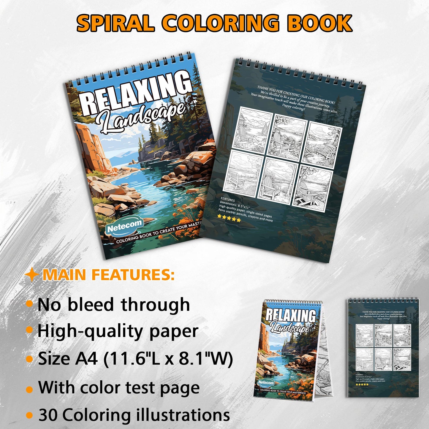 Relaxing Landscape Spiral Bound Coloring Book, Tranquil Landscapes for a Serene and Peaceful Coloring Experience, Great for Nature Lovers and Dreamers