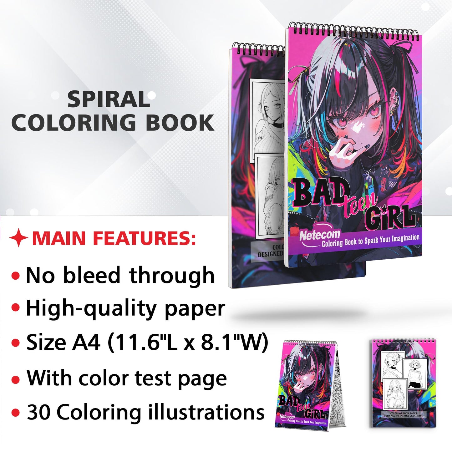 Bad Teen Girl Spiral Bound Coloring Book, Experience the Bold and Fearless with 30 Alluring Bad Teen Girl Coloring Pages in Anime Style for Anime Art Lovers to Color and Celebrate the Unique Persona of Bad Teen Girls