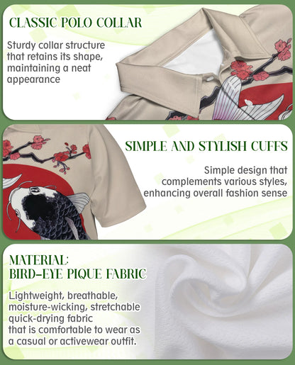 Yin Yang Koi Fish 3D Polo Shirt for Men – Japanese Zen Art Style | Netecom