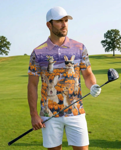 Rabbit Flower Field Polo Shirt – Cute Spring Style | Netecom