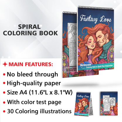 Fantasy Love Spiral Bound Coloring Book, Delight in 30 Whimsical Steampunk Monster Coloring Pages for Art Admirers to Embrace the Quirky Charm and Industrial Vibes of these Captivating Illustrations