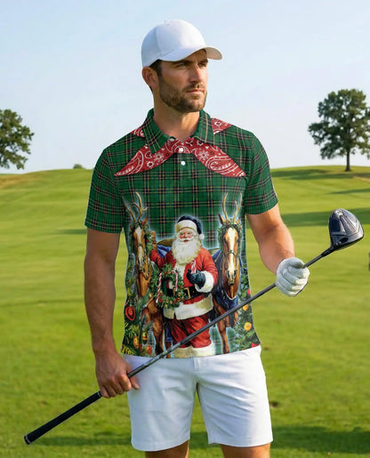 Christmas Santa Reindeer Polo Shirt for Men – Holiday Fun | Netecom